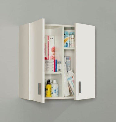 Versatile White Wall-Mounted Storage Cupboard with Double Doors for Organised Homes - UK Luxury Furniture